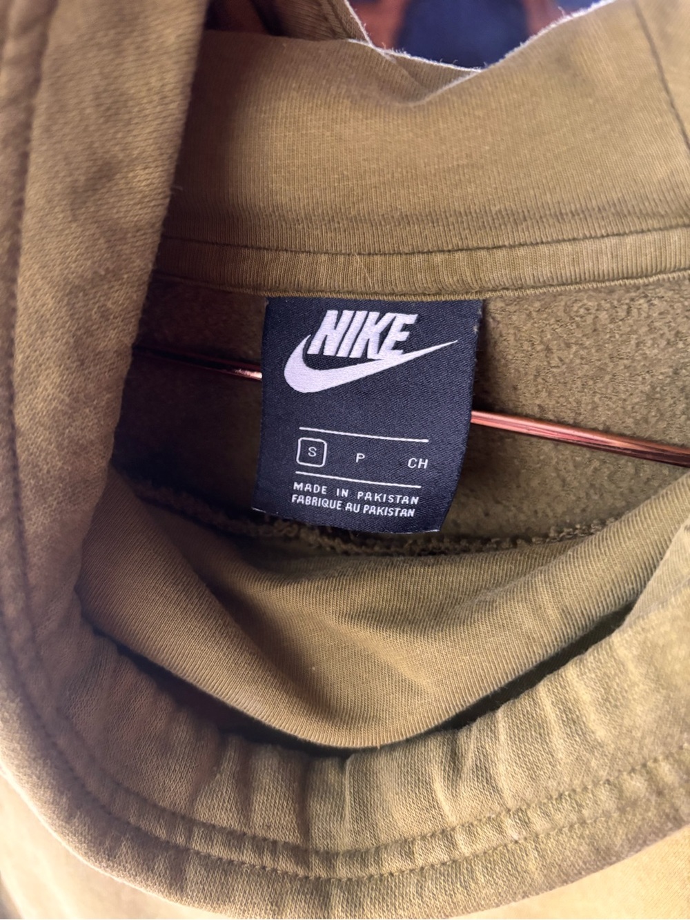 Nike Olive Hoodie with White Swoosh - Picture 3 of 4
